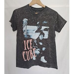 Ice Cube Graphic Shirt Small Grey Acid Wash‎ Cotton Hip Hop Rap Tee
